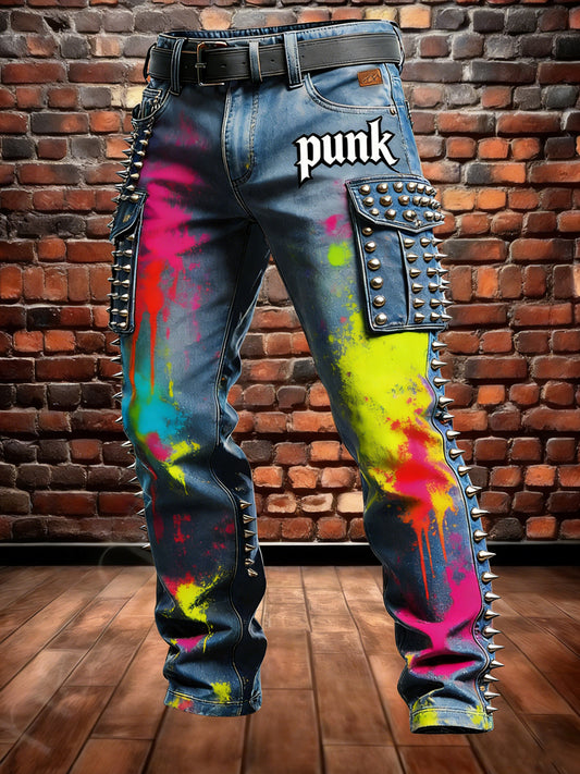 Men's Retro Vacation Business Skull Art Print Casual Workwear Trousers