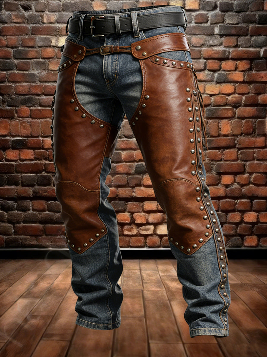 Men's Retro Vacation Business West Art Print Casual Workwear Trousers