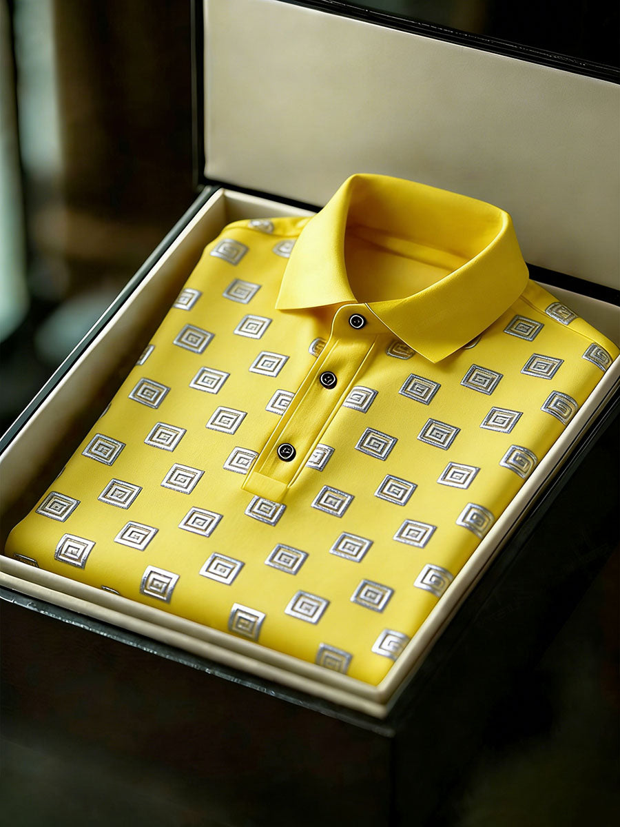 Men's Vintage Business Style Printed Casual Polo Shirt