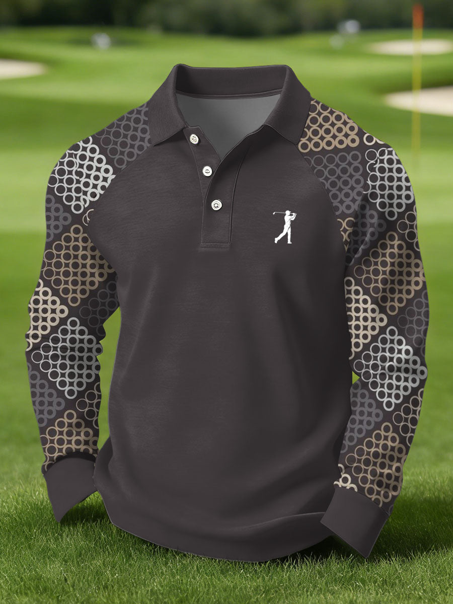 Men's Vintage Business Style Printed Casual Polo Shirt