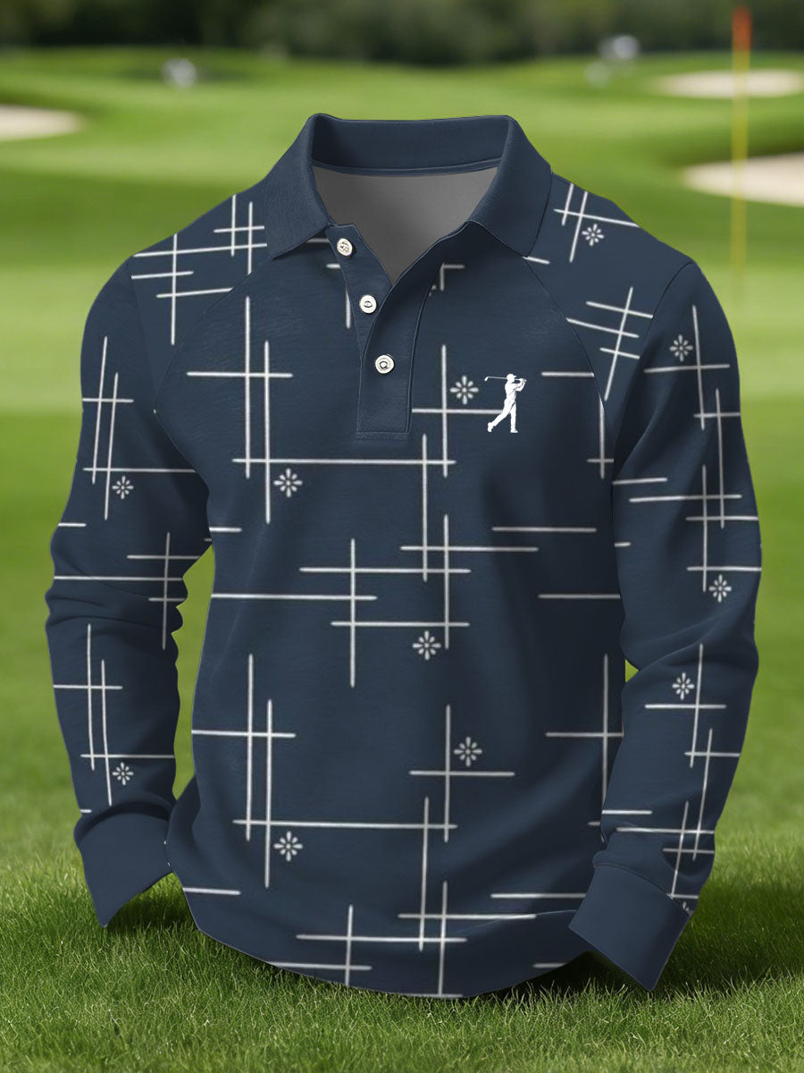 Men's Vintage Business Style Printed Casual Polo Shirt