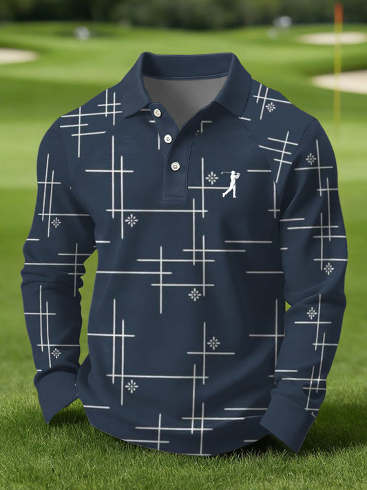 Men's Vintage Business Style Printed Casual Polo Shirt