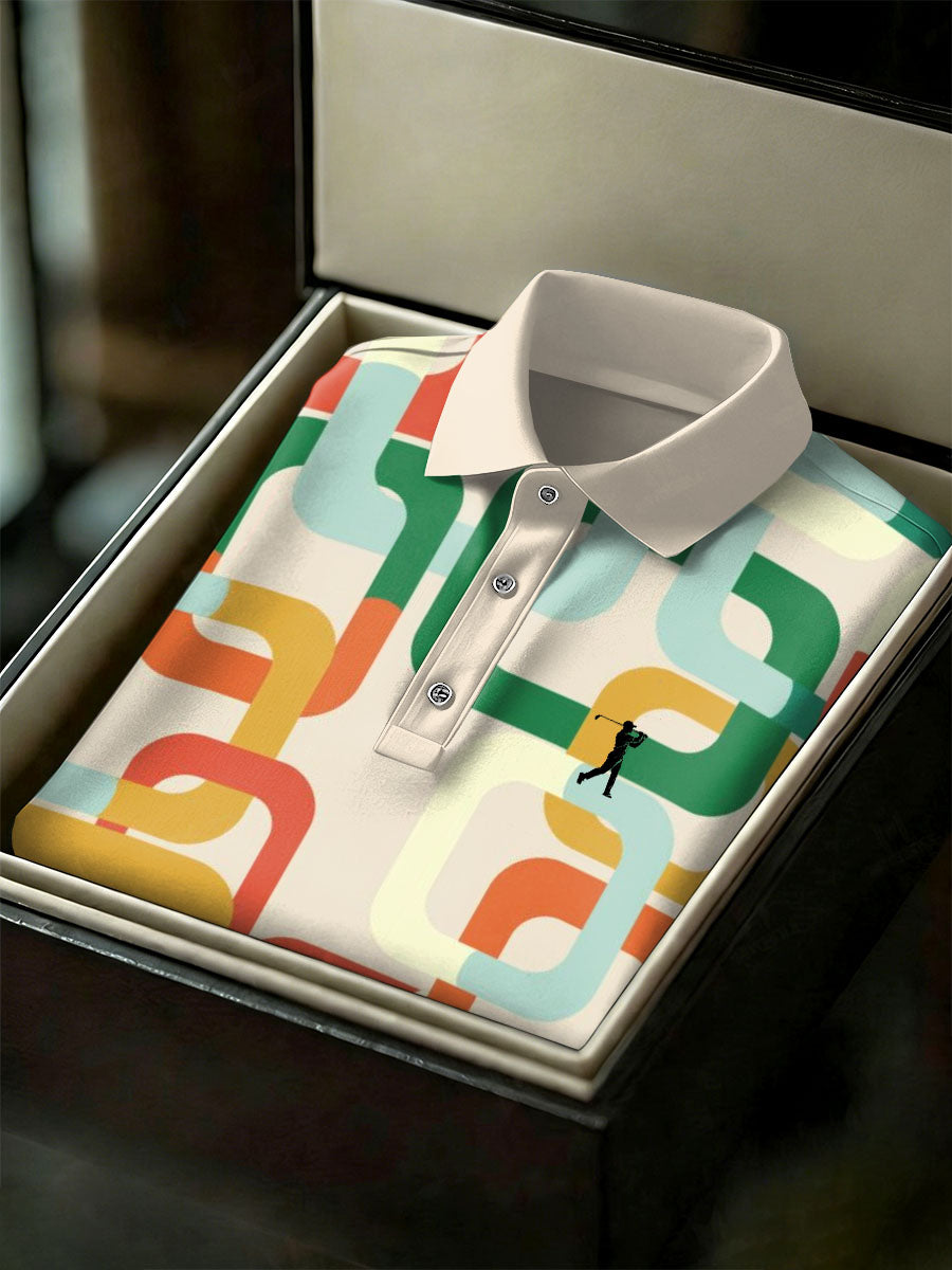 Men's Vintage Business Style Printed Casual Polo Shirt