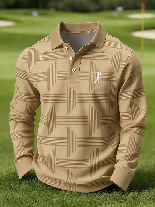 Men's Vintage Business Style Printed Casual Polo Shirt