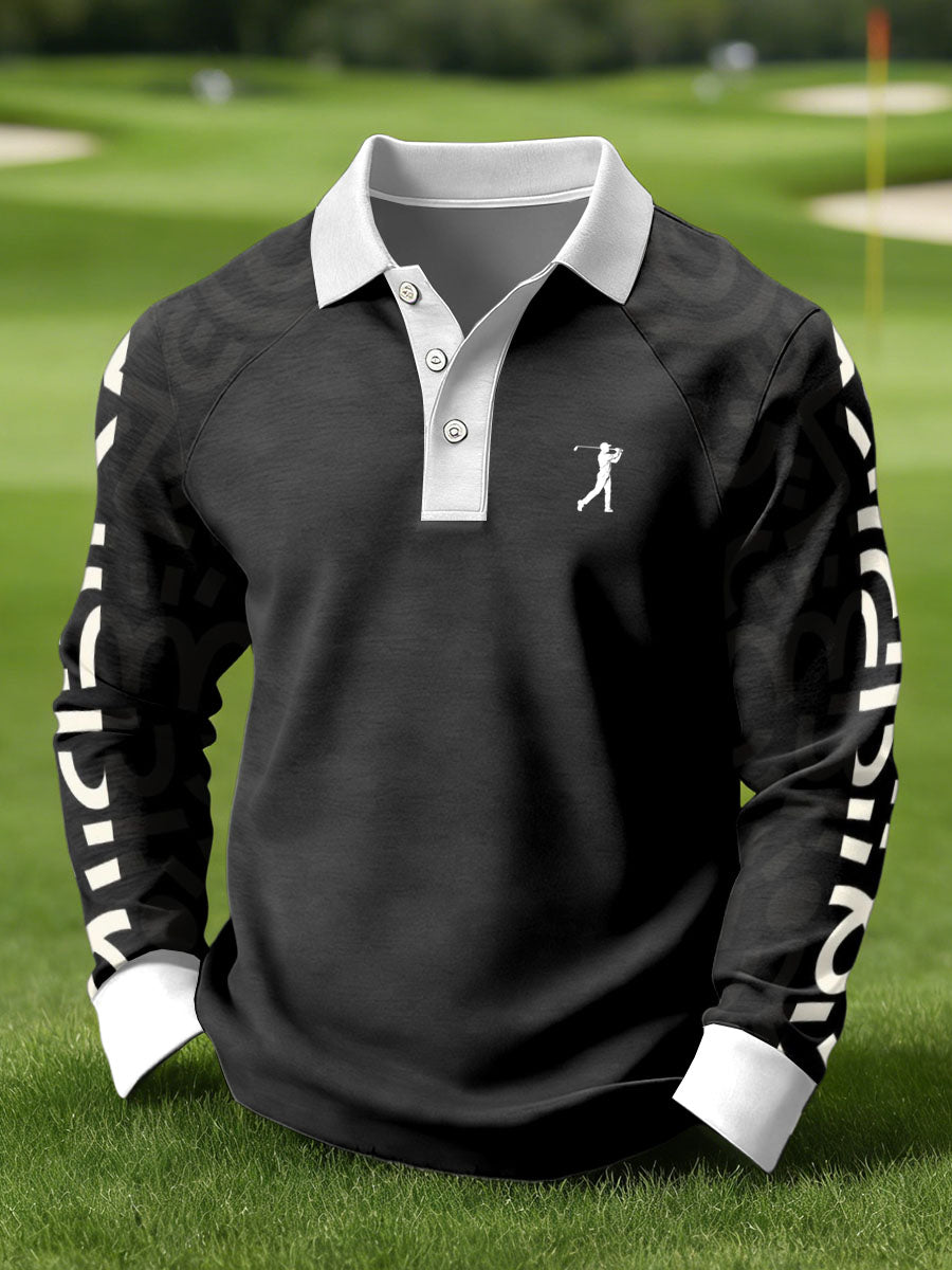 Men's Vintage Business Style Printed Casual Polo Shirt