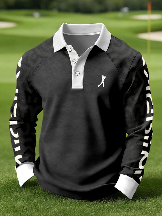 Men's Vintage Business Style Printed Casual Polo Shirt