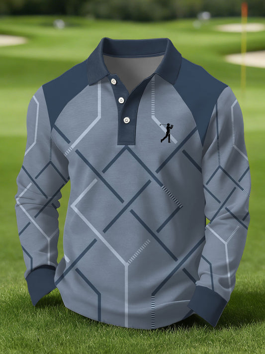 Men's Vintage Business Style Printed Casual Polo Shirt