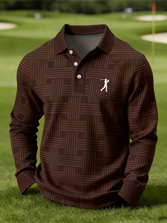 Men's Vintage Business Style Printed Casual Polo Shirt