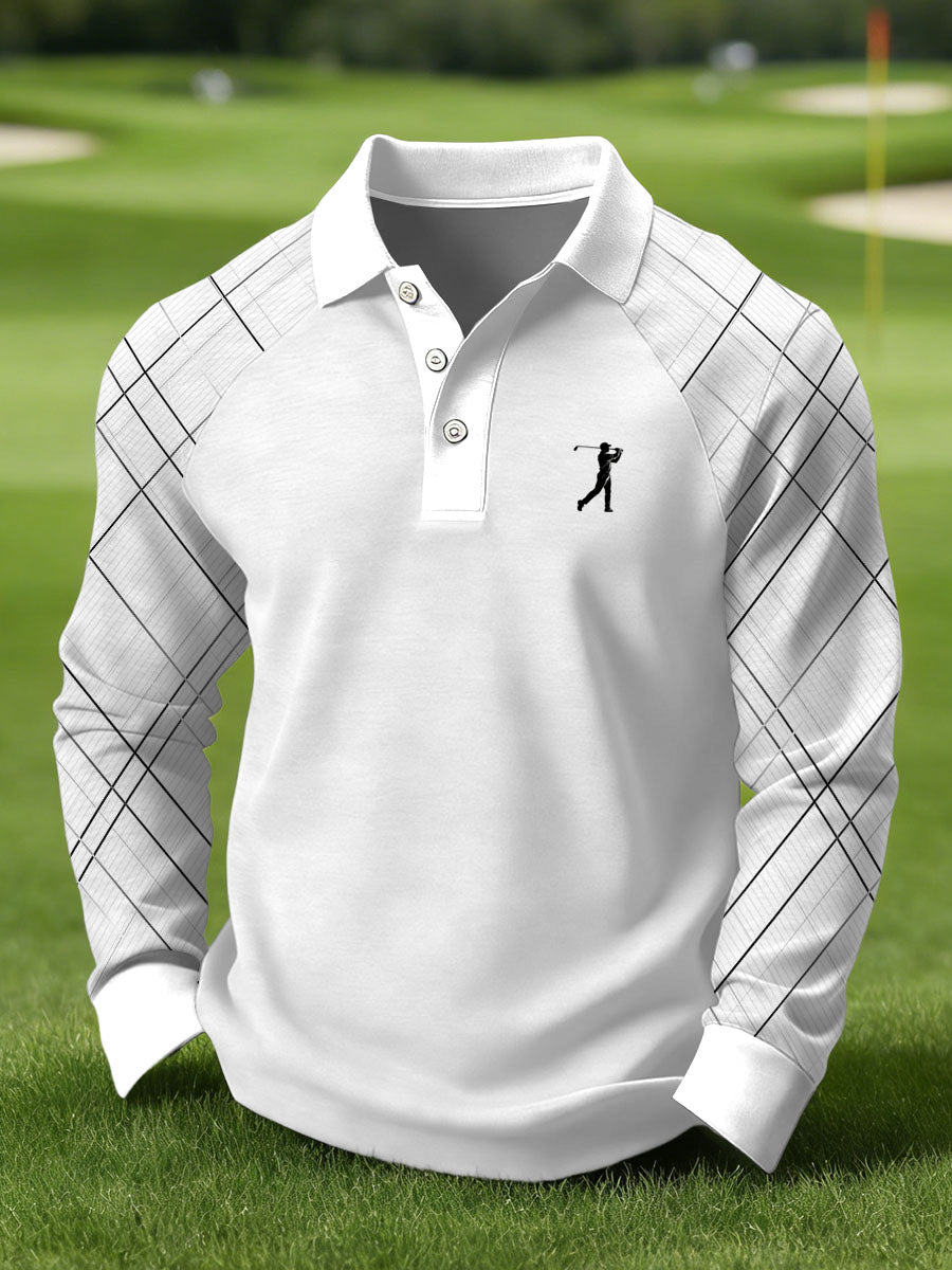 Men's Vintage Business Style Printed Casual Polo Shirt