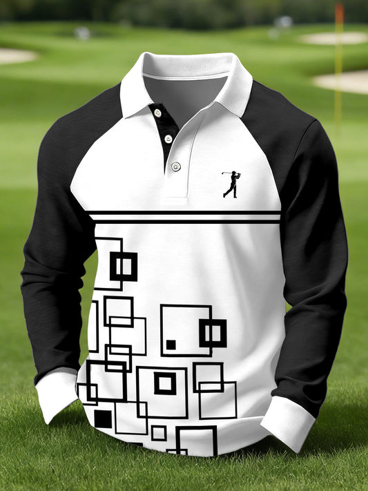 Men's Vintage Business Style Printed Casual Polo Shirt