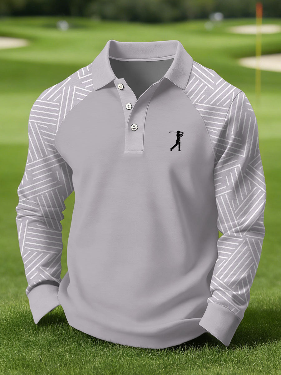 Men's Vintage Business Style Printed Casual Polo Shirt