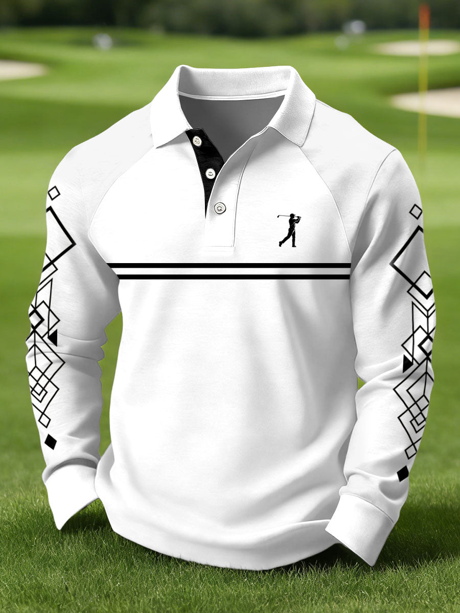 Men's Vintage Business Style Printed Casual Polo Shirt