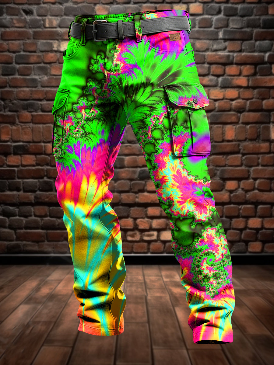 Men's Retro Vacation Business Psychedelic Art Print Casual Workwear Trousers