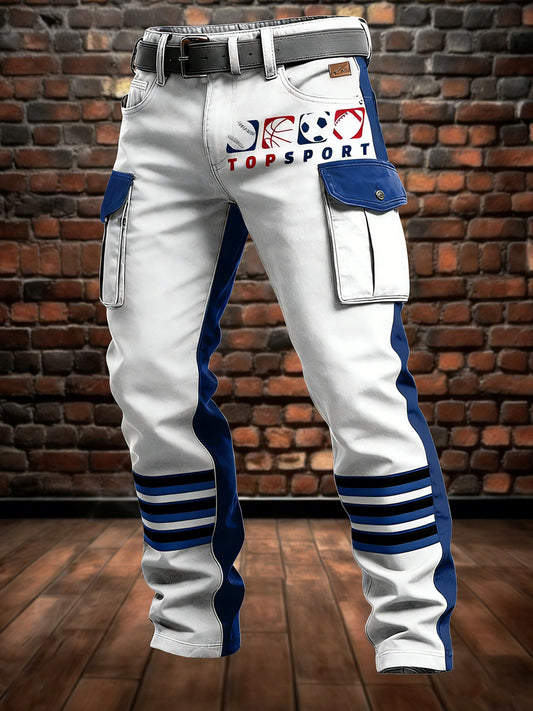 Men's Retro Vacation Business Art Print Casual Workwear Trousers