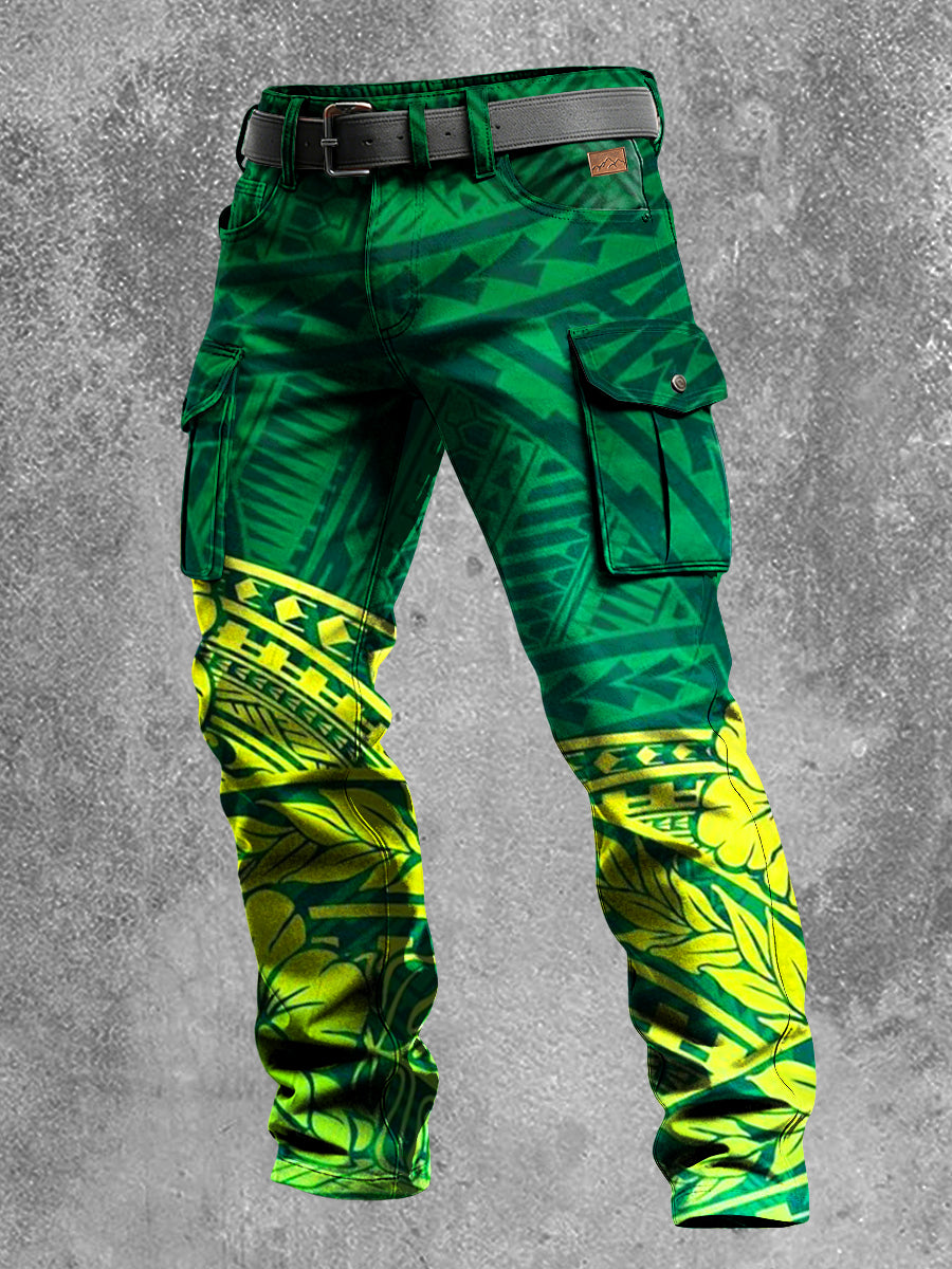 Men's Retro Vacation Business Hawaii Art Print Casual Workwear Trousers