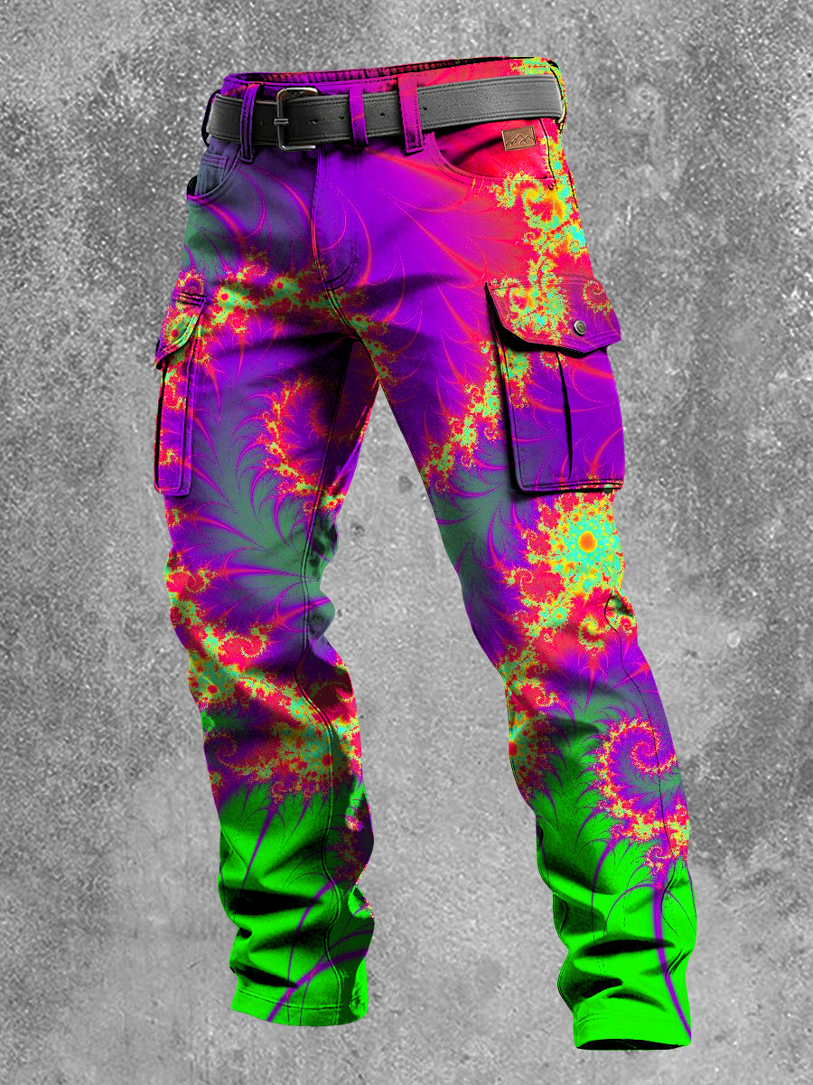 Men's Retro Vacation Business Psychedelic Art Print Casual Workwear Trousers