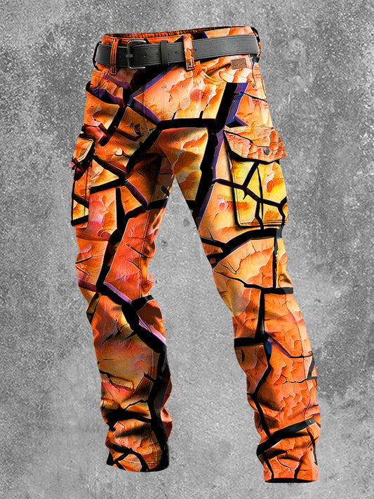 Men's Retro Vacation Business Art Print Casual Workwear Trousers