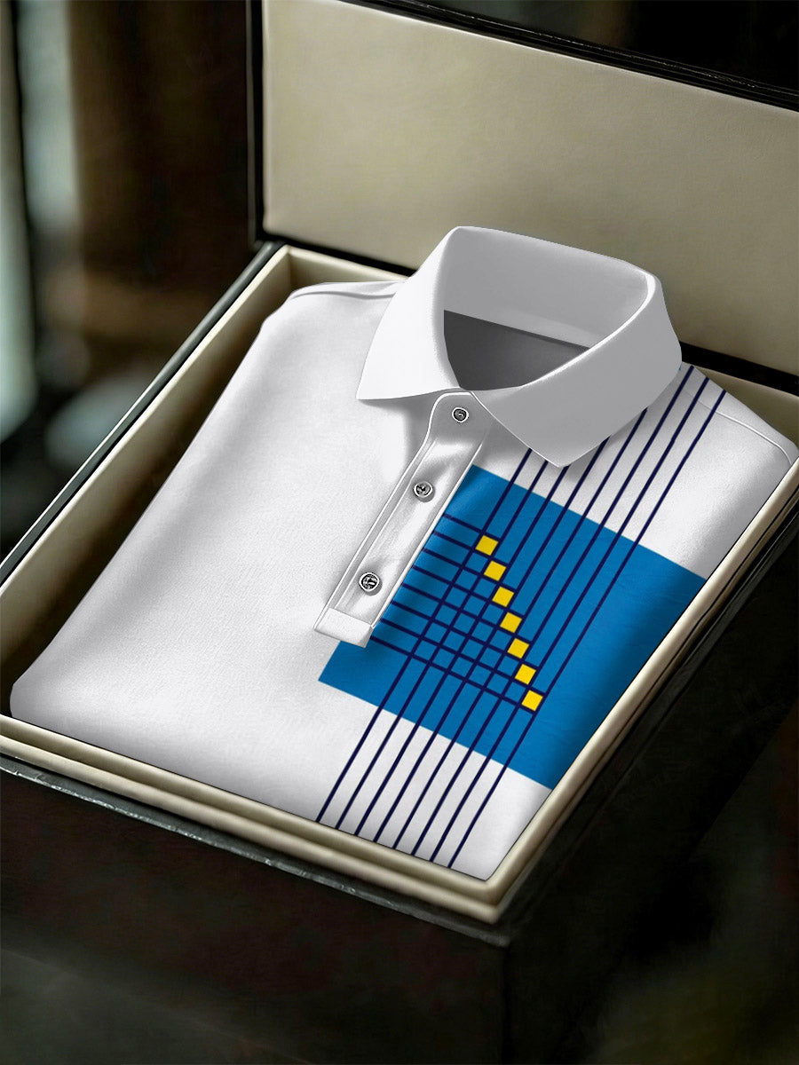Men's Vintage Business Style Printed Casual Polo Shirt