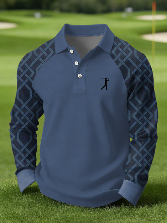 Men's Vintage Business Style Printed Casual Polo Shirt