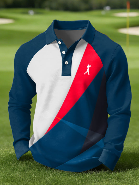 Men's Vintage Business Style Printed Casual Polo Shirt