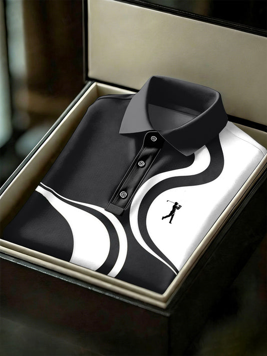 Men's Vintage Business Style Printed Casual Polo Shirt