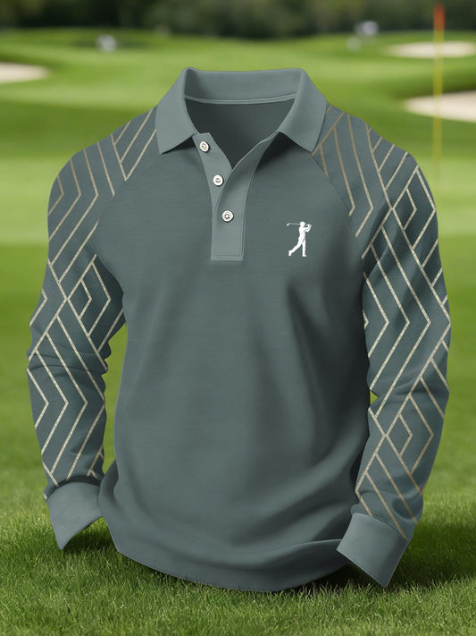 Men's Vintage Business Style Printed Casual Polo Shirt