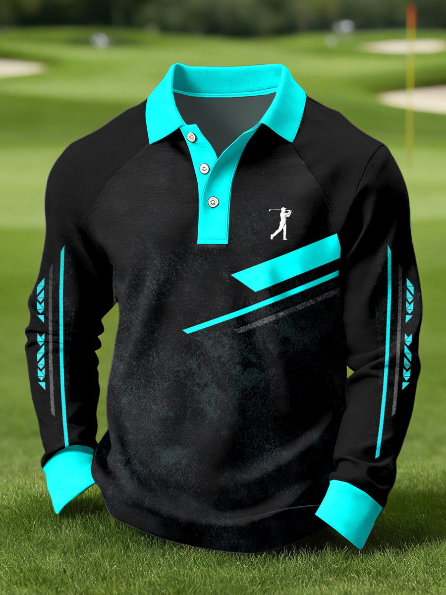 Men's Vintage Business Style Printed Casual Polo Shirt