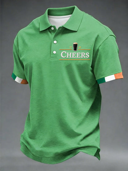 Men's Cheers Print St.Patrick's Day Shirt