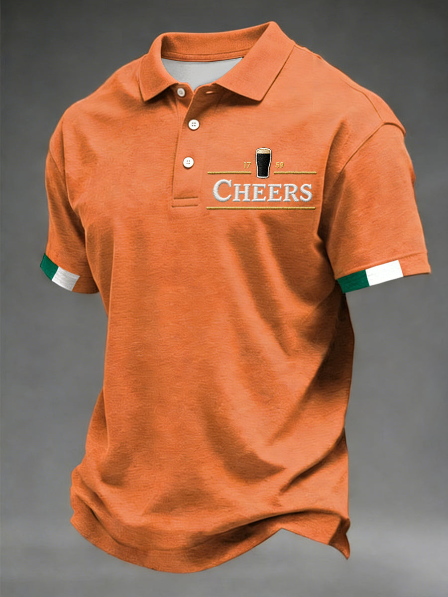 Men's Cheers Print St.Patrick's Day Shirt