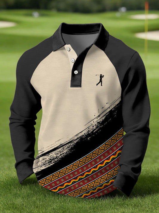 Men's Vintage Business Style Printed Casual Polo Shirt