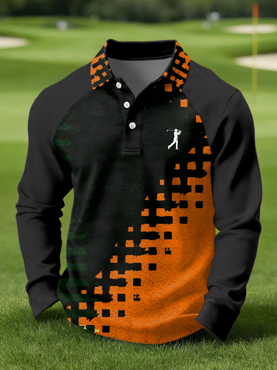 Men's Vintage Business Style Printed Casual Polo Shirt