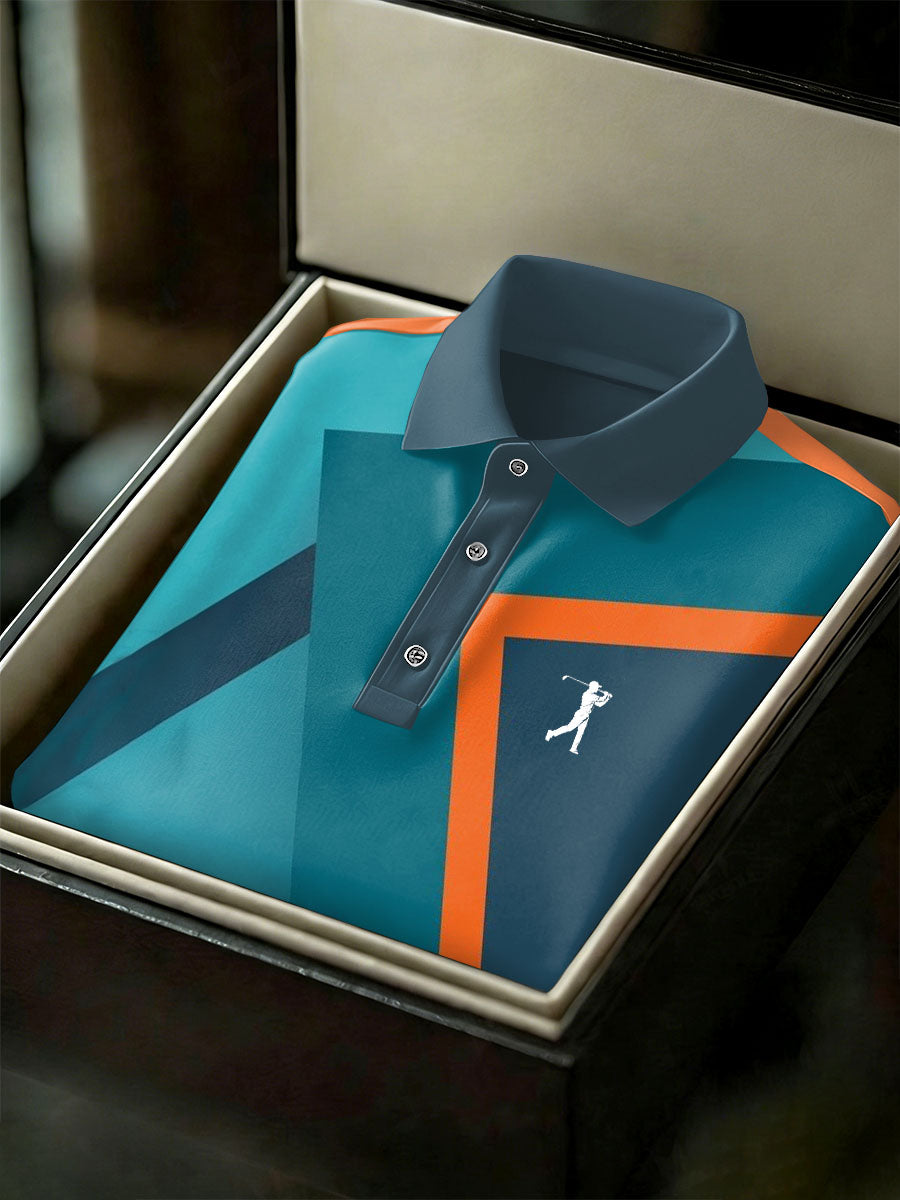 Men's Vintage Business Style Printed Casual Polo Shirt