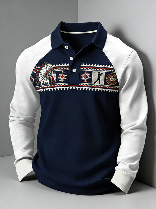 Men's Vintage Business Style Printed Casual Polo Shirt
