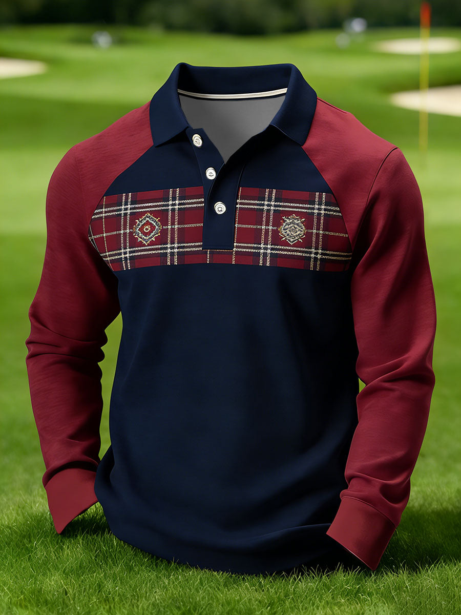 Men's Vintage Business Style Printed Casual Polo Shirt