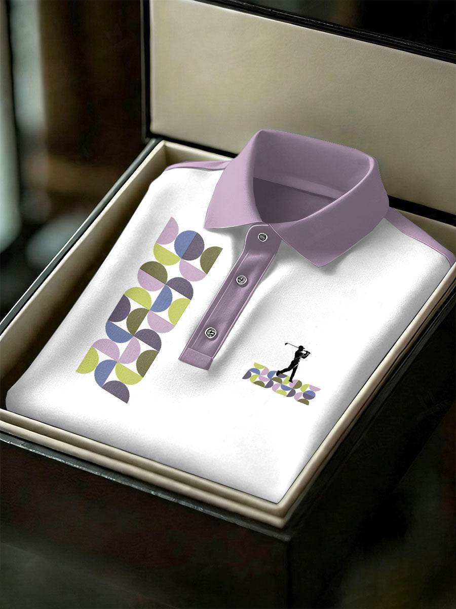 Men's Vintage Business Style Printed Casual Polo Shirt