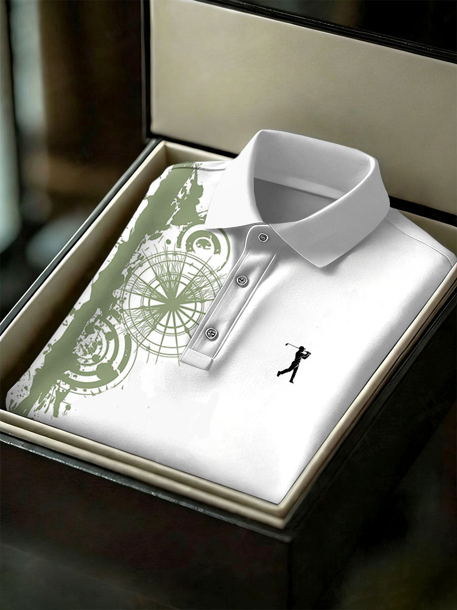 Men's Vintage Business Style Printed Casual Polo Shirt