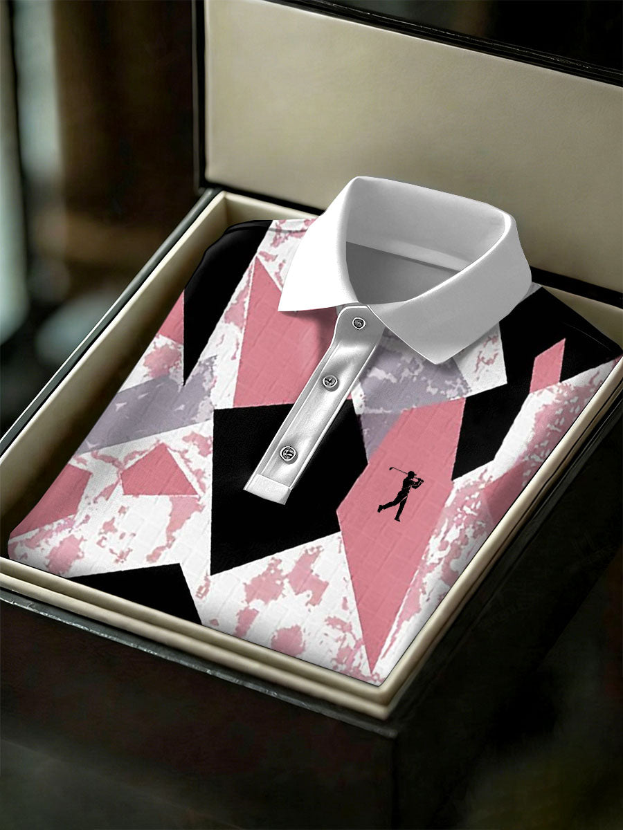 Men's Vintage Business Style Printed Casual Polo Shirt