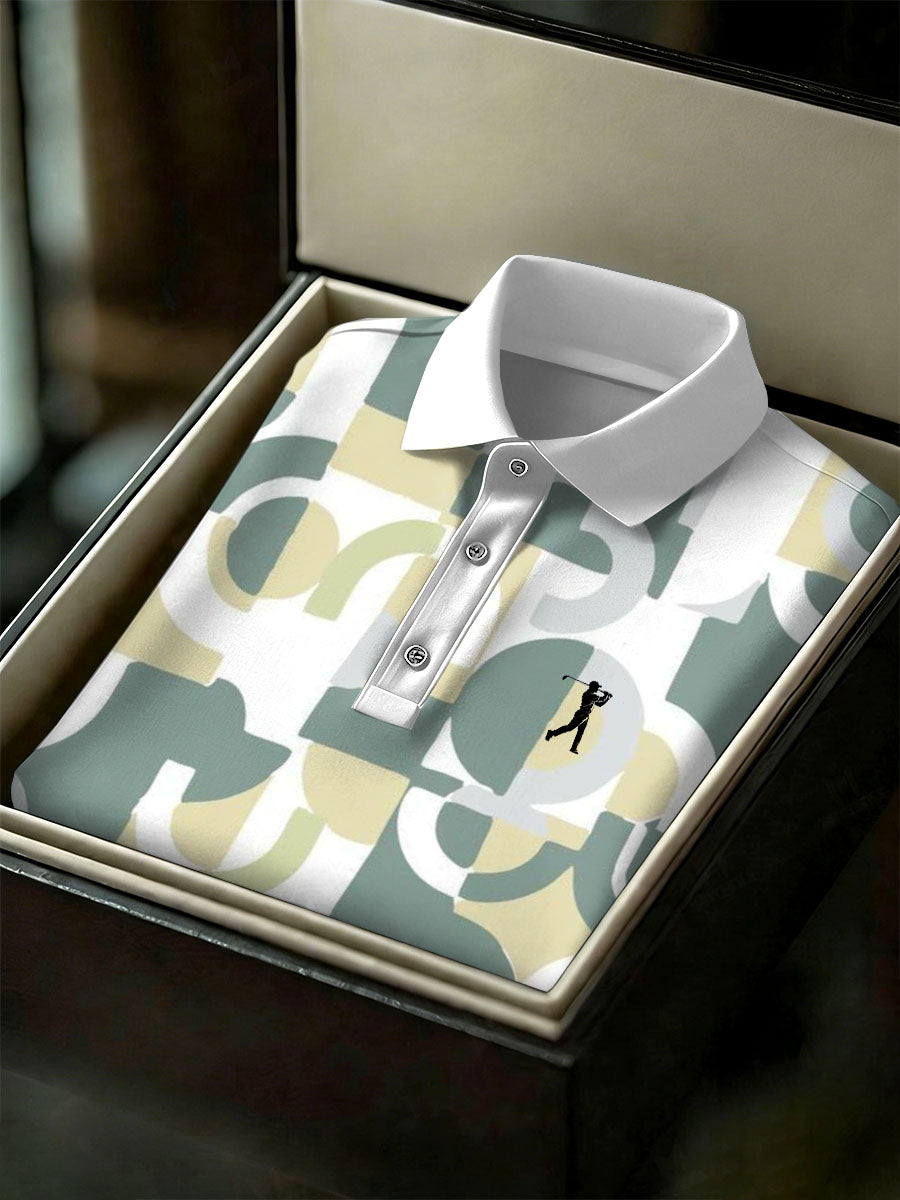 Men's Vintage Business Style Printed Casual Polo Shirt