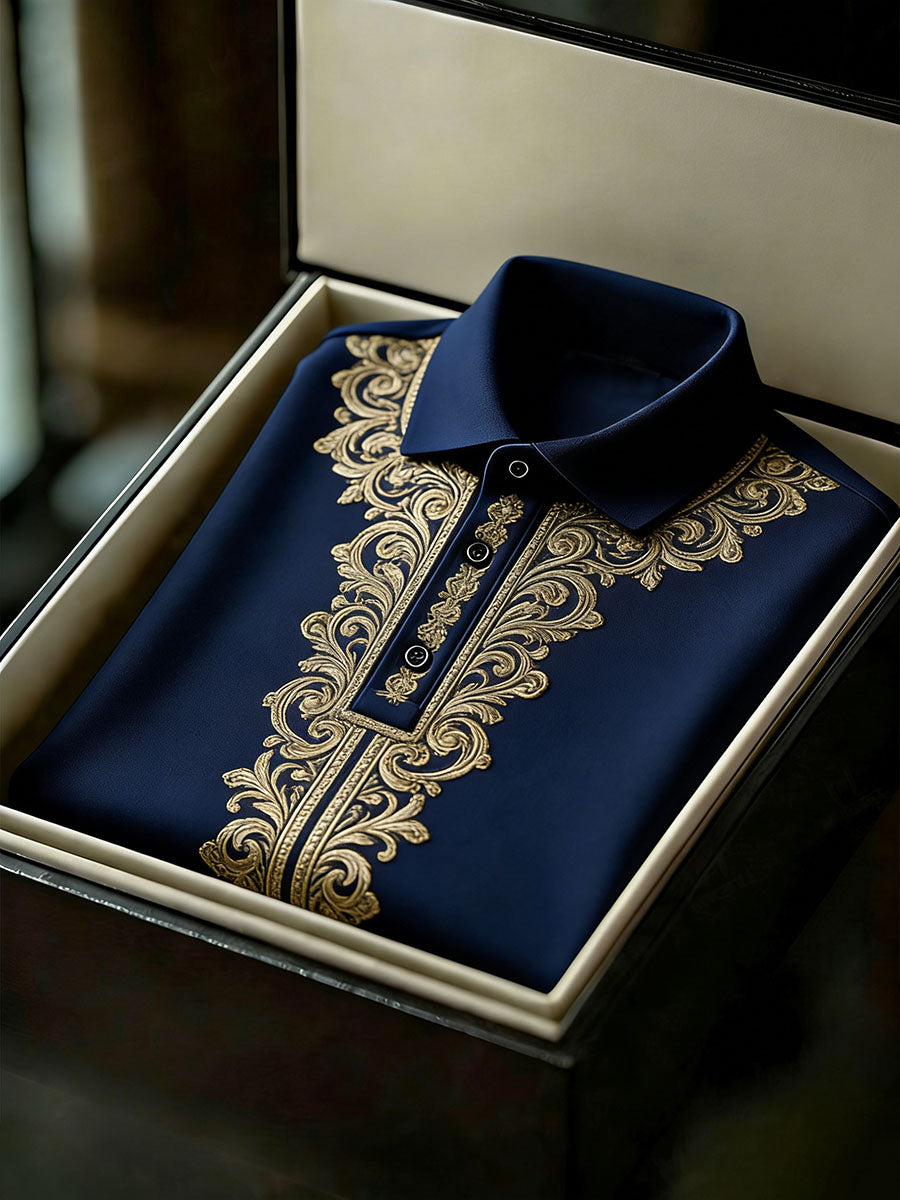 Men's Vintage Business Style Printed Casual Polo Shirt