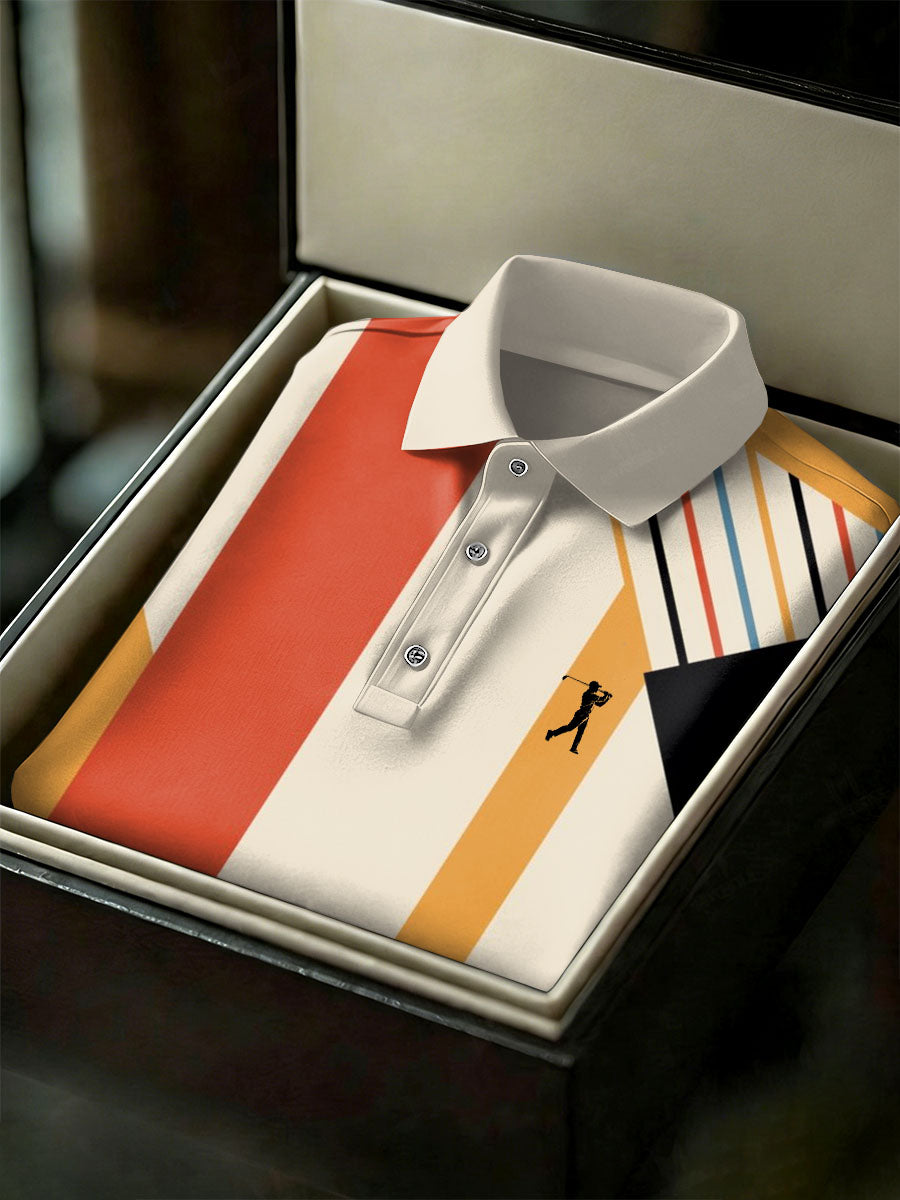 Men's Vintage Business Style Printed Casual Polo Shirt