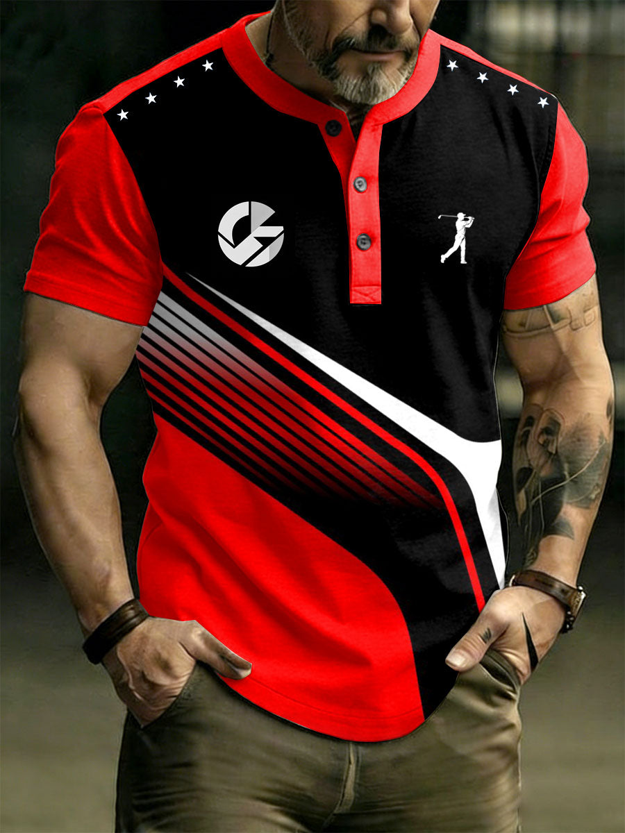 Men's Vintage Business Style Printed Casual T-Shirt