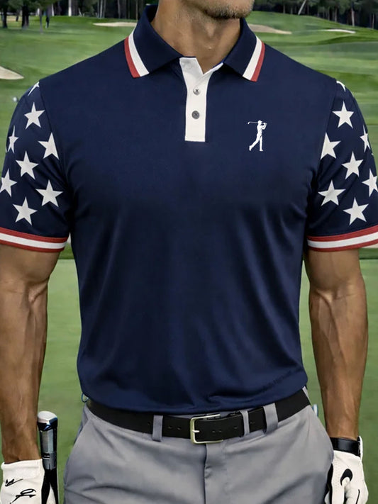 Men's Vintage Business Style Printed Casual Polo Shirt