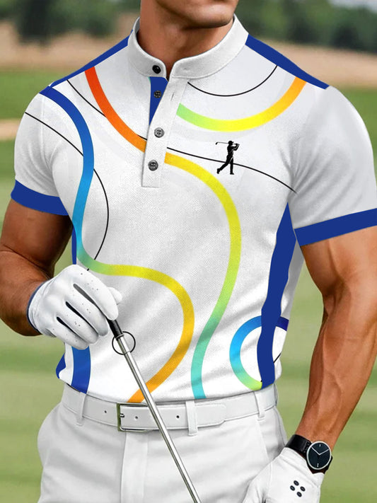 Men's Vintage Business Style Printed Casual Polo Shirt