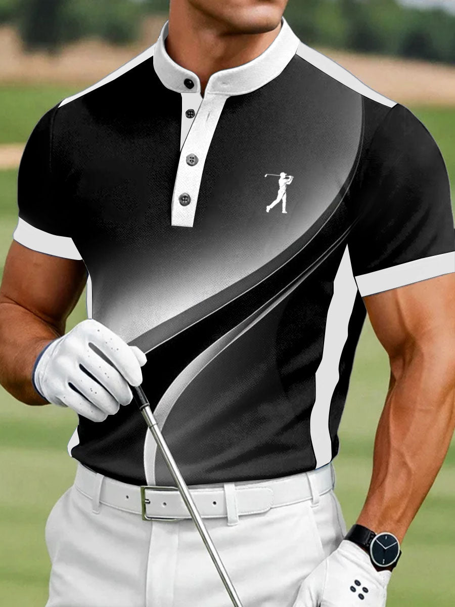 Men's Vintage Business Style Printed Casual Polo Shirt