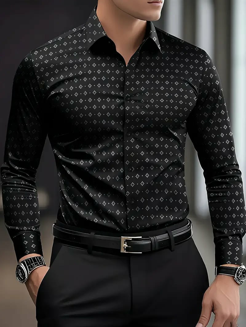 Men's Business Style Printed Shirt