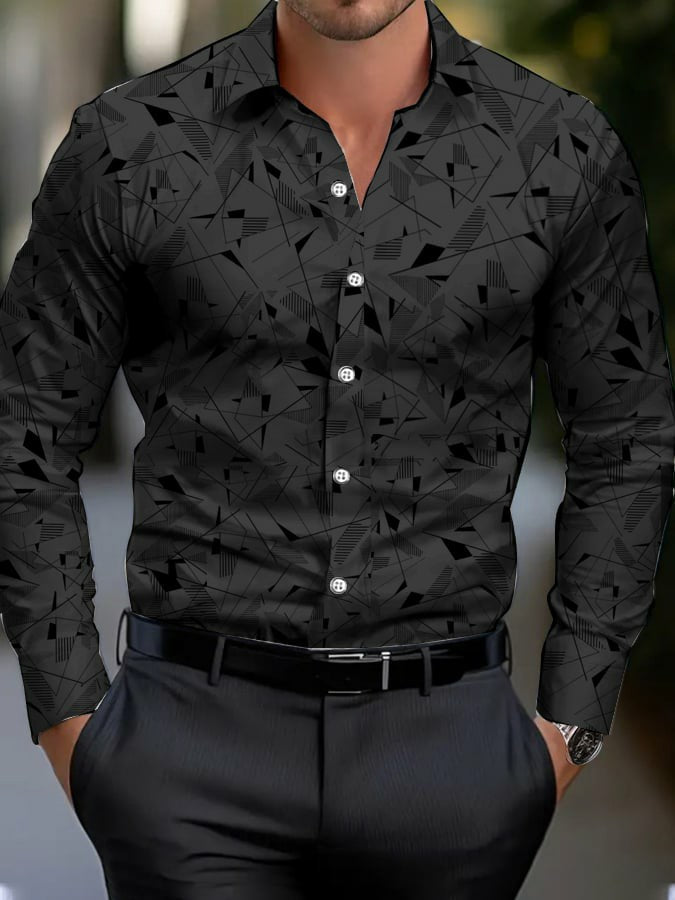 Men's Business Style Geometric Printed Shirt