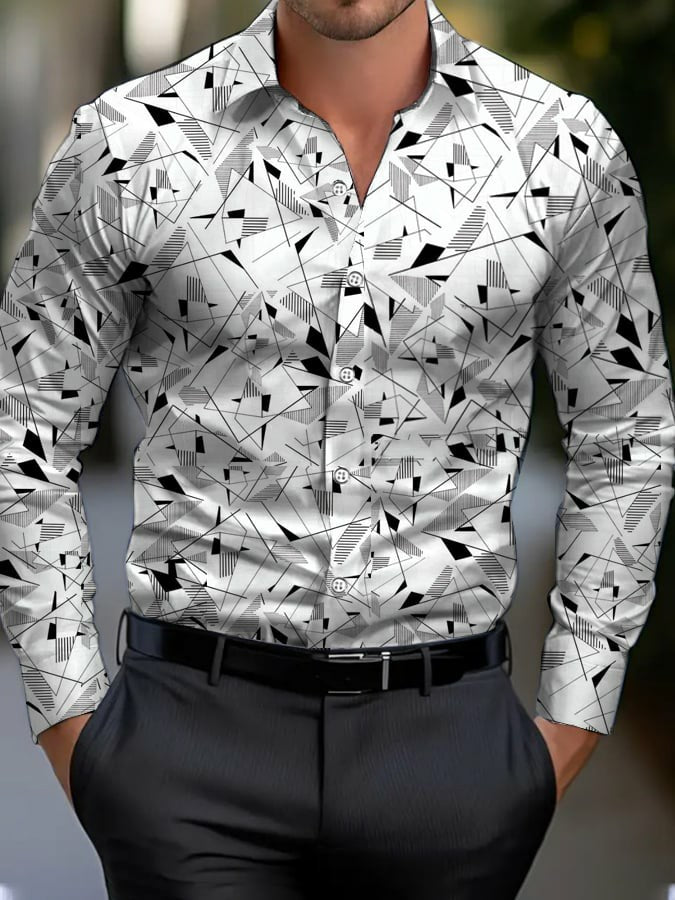 Men's Business Style Geometric Printed Shirt