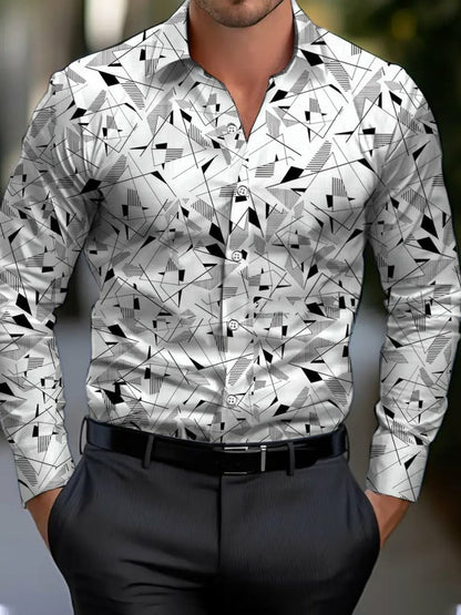 Men's Business Style Geometric Printed Shirt