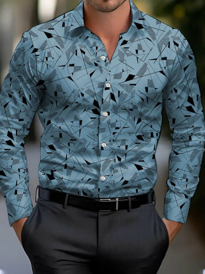 Men's Business Style Geometric Printed Shirt