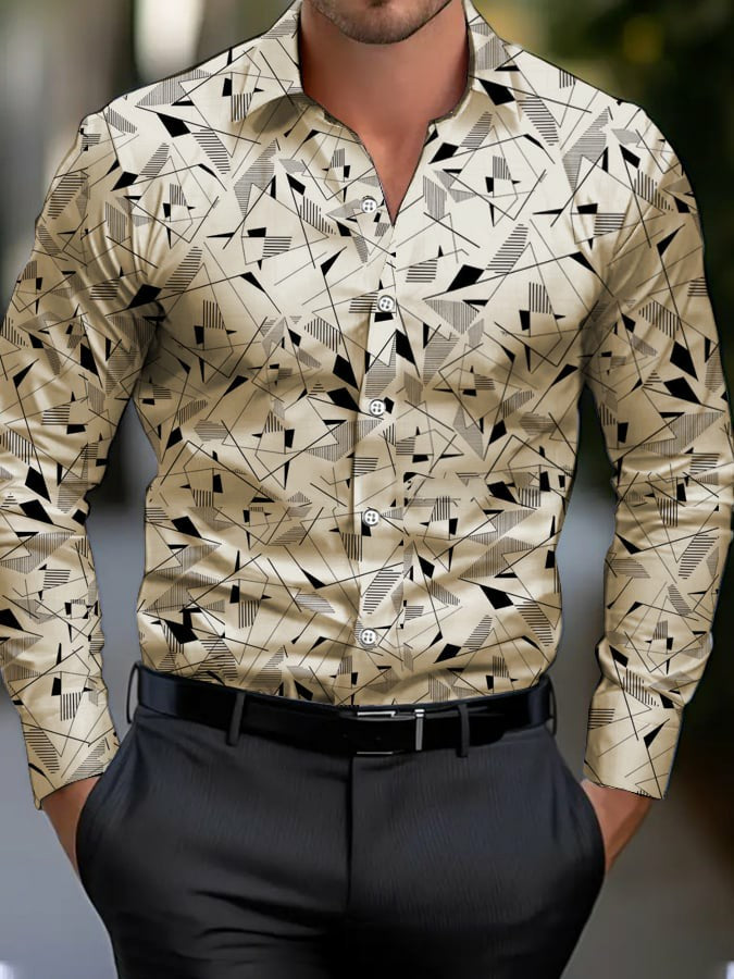Men's Business Style Geometric Printed Shirt